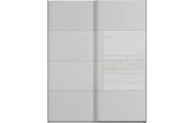 Goossens kledingkast finca combi glans mat glas grijs hoogwaardig meubelplaat - 8244392-{merk}-finca-combi-sts-grijs-schuifdeuren-01